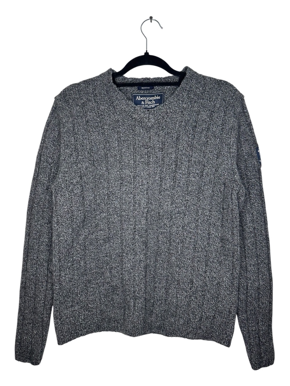 90s Abercrombie & Fitch  Gray Cable Knit Crewneck Sweater